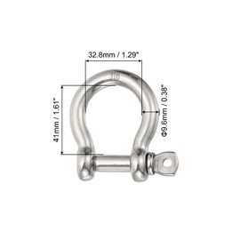 PATIKIL Screw Pin Shackle 9.5mm 3/8" 1410lb, 316 Stainless Steel Forged Bow Shackle Marine Grade for Chains Wire Rope Outdoor, Silver
