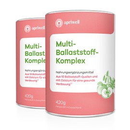 Aprigold Multi Fibre Complex - 7 Fibre Groups & Calcium - Digestion, Intestinal Flora, Immune System & Heart Circulation - Vegan, Gluten Free, Lactose Free - 420g Powder (Pack of 2)