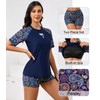 Halcurt Womens Two Piece Bathing Suits Short Sleeve Rash Guard