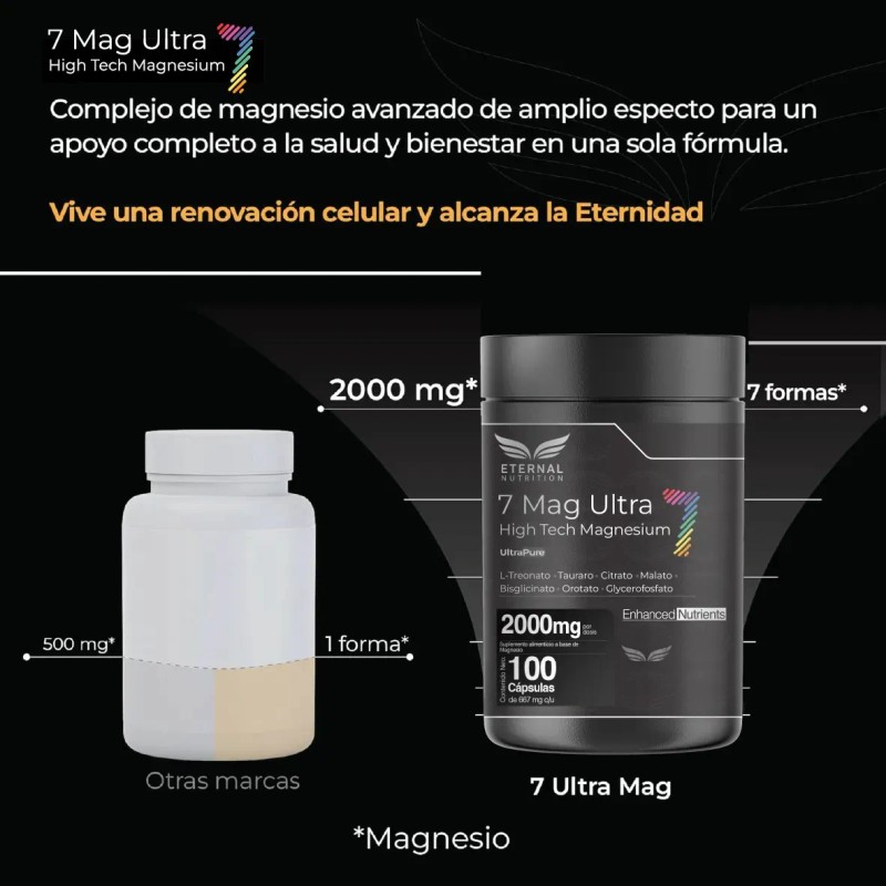 Eternal Nutrition Seven Mag Ultra Magnesio Complex 100 Cápsulas Glicinato