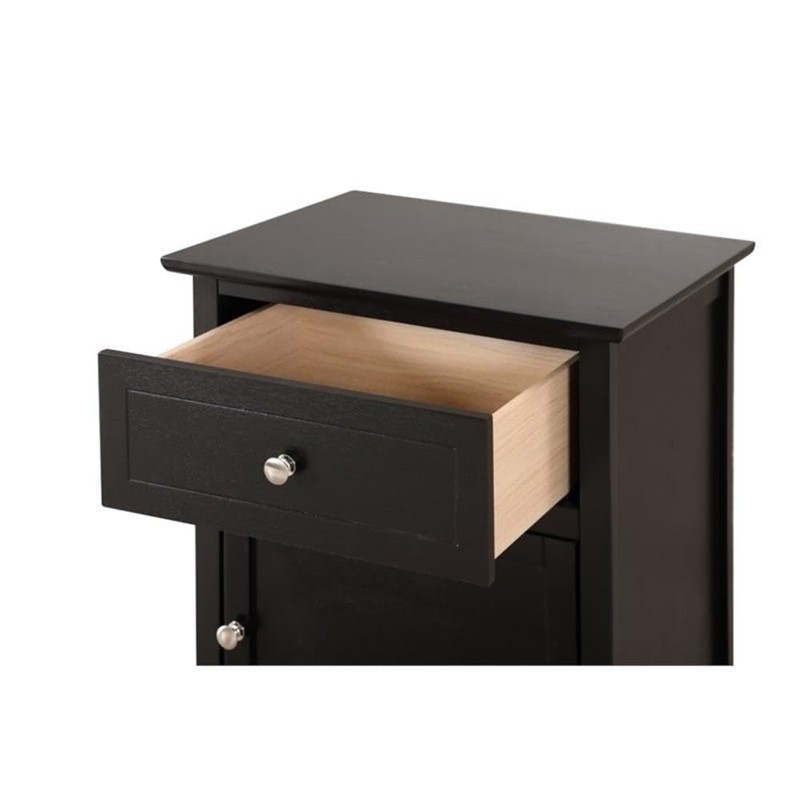 Glory Furniture Izzy 1 Drawer 1 Door Nightstand in Black
