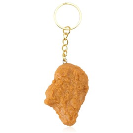 Aczyqws Simulation chicken nugget model key chain, children's food and play, realistic chicken nugget model, ring key chain,funny keyring