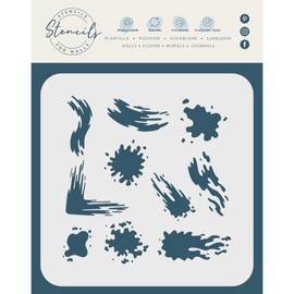 Grunge Blots Stencil 16.5 x 16.5 cm (M) - Mixed Media Shapes Paint Blots Splashes Grunge Shape Stencils for Painting Template