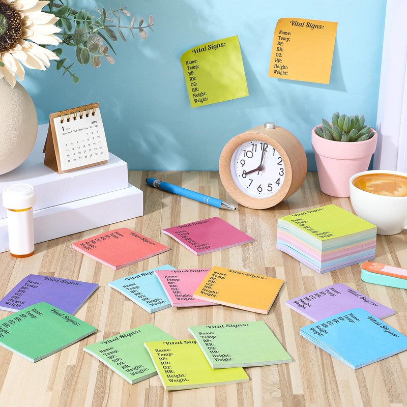Humyoun Nurse Vitals Sticky Notes 24 Pack 720 Pgs,Colorful,Classic