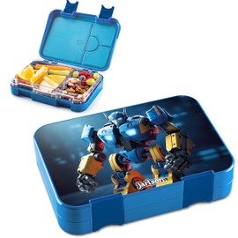 Jarlson® Brotdose Kinder mit Fächern - TONI Lunchbox - Bento Box auslaufsicher – Jausenbox für Kindergarten und Schule - Mädchen und Jungen | Vesperbox | Snackbox (ROBOTER)