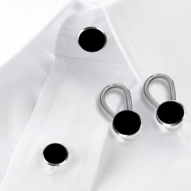 8 Pieces Collar Extenders Elastic Metal Button Extender Neck for Shirt Dress Coat, White & Black
