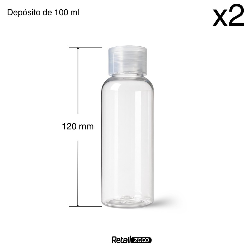 TECHZOCO Reisespender, Shampoo-Spender, 100 ml, Kosmetikflasche, geeignet für Flugreisen, 2