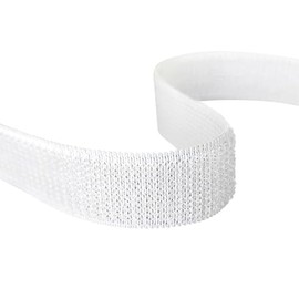 Nastro a strappo elastico | solo parte femmina | per cucire | nero o bianco | 3 m, 8 m o 25 m su rotolo/20 mm x 8 m, bianco