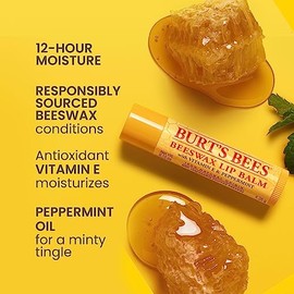 Burt's Bees - Bálsamo labial de cera de abejas, menta, pepino, coco y pera y vainilla, con cera de abejas de origen responsable, sin tinte, tratamiento labial de origen natural, 4 tubos, 0.25 onzas