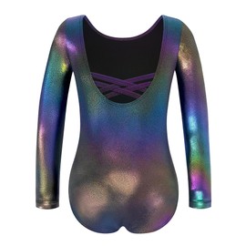 Zaclotre Gymnastic Leotards for Girls Long Sleeve Tumbling Outfits Toddler Sparkle Athletic Dancewear for Kid