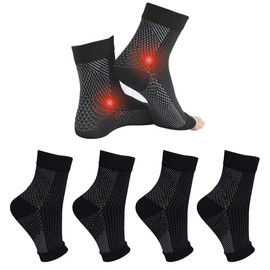Home Holic 4 Pairs Ankle Support Plantar Fasciitis Socks Neuropathy Compression Socks for Women Men Medical Ankle Strap Brace Achilles Tendonitis Foot Support