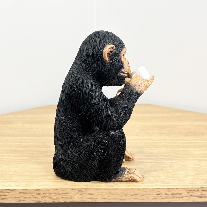 Alfie Francis 17.5cm Tall Cheeky Tea Drinking Monkey Ornament Figurine