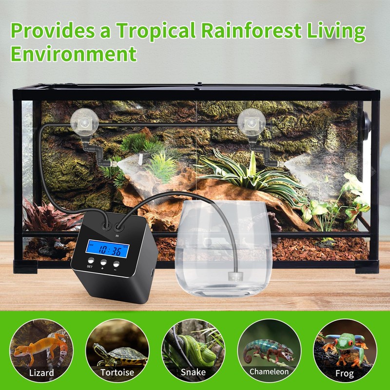 RUNWUSHENG Reptile Mister System, Reptile Humidifier for Terrariums, auto Mister