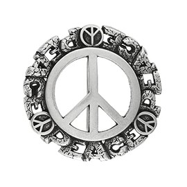Cowboy Craft Unique Biker Buckle Antique Peace Sign Engraved Buckle Fits 1-1/2"(38mm) Wide Belt