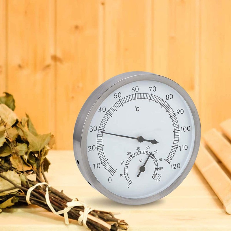 Aqur2020 Stainless Steel Sauna Room Thermometer Hygrometer Steam Room Thermometer