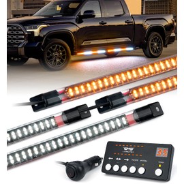 LUMENIX 70 Inch Emergency Running Board Rigid Strobe Lights Strip Bar 864 LED Flashing Warning Safety Light with Controller for Construction Vehicles Work Commercial Trucks Pickups Cars - Amber White