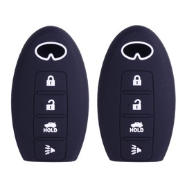 2Pcs XUHANG Sillicone key fob Skin key Cover Remote Case Protector Shell for Infiniti EX35 FX50 G35 G37 M45 QX56 FX50 M35 M56 QX60 QX80 Smart Remote 4 Button Black