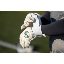 ExE-GK Goalkeeper Gloves | Elevate Academy | 4mm Latex | Roll Finger Gloves | Double Wrist Strap | White with Black detail | Latex backhand | Adult Junior Kids Youth | Sizes 5-9 (9)