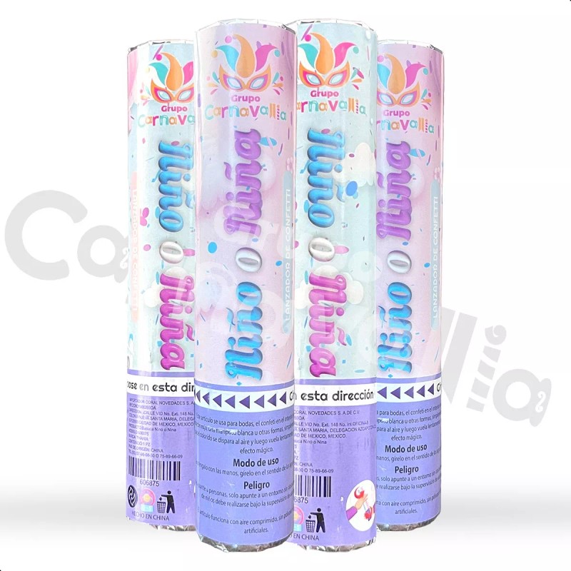 Grupo Carnavallia 4 Mini Bazuca Rosa Revelación Género Bebé Shower