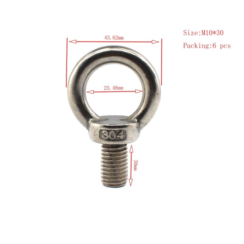 304 Stainless Steel M10 Lifting Rigging Eyebolt Ring Shaped with