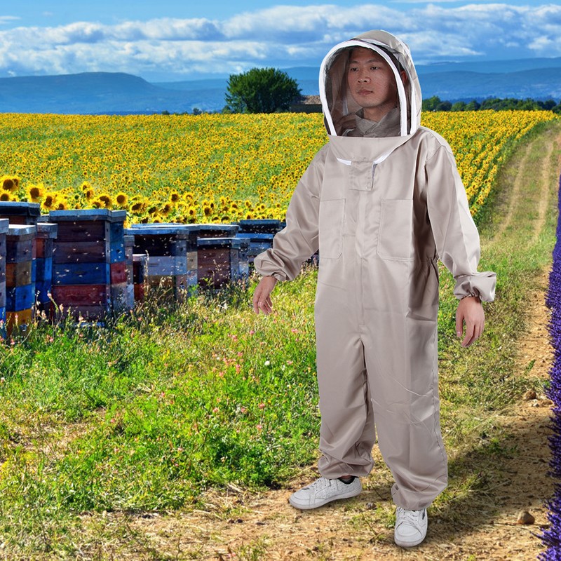 Hooded Beekeeper Suit One Piece Beekeeping Protective Clothes Anti Bee