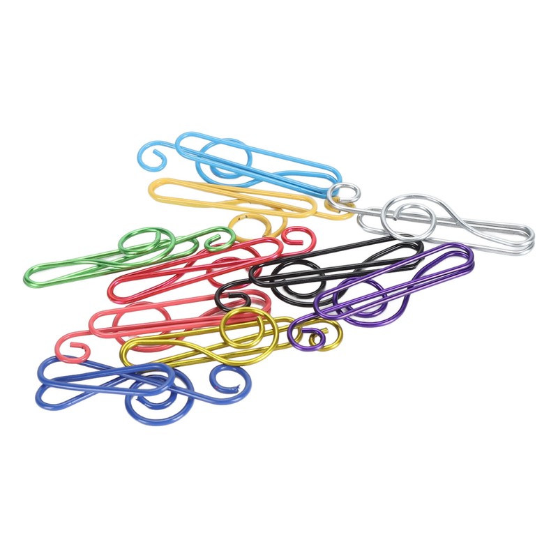 100Pcs Cute Note Paper Clips 10 Colors Metal Music Note