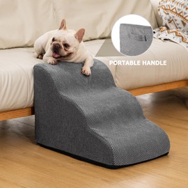 Aodisman Dog Ramp and Stairs for Small Dogs & Cats,3-Step Pet Stairs for Couch Sofa and Chair,Indoor Anti-Slip Dog Stairs for Old Cats and Puppy,Grey