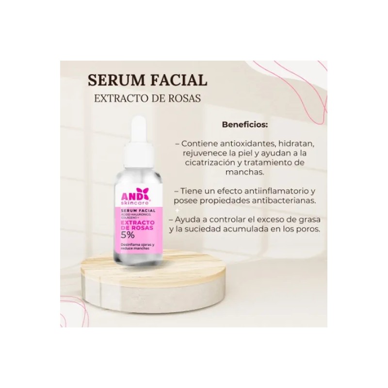 Srum Hipoalergnico AndSkincare cido Hialurnico Extracto Rosas 30ml
