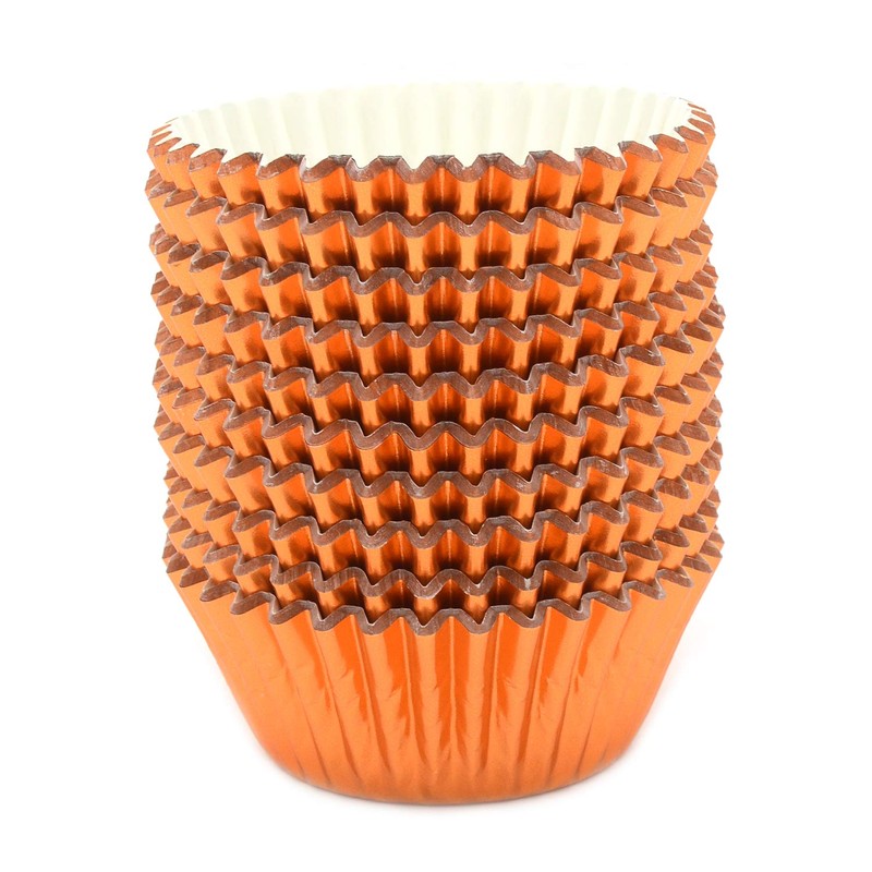 Mombake Brand, Paper Orange Foil Cupcake Cases, 200-Count, All Occasions,
