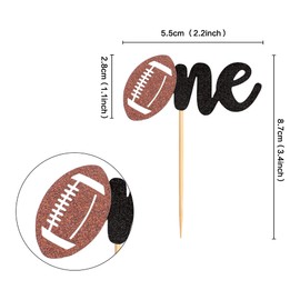 Ercadio 24 Pack Rugby One Cupcake Toppers Glitter American Football 1st Birthday Cupcake Picks Sports Theme One Cupcake Decors for Baby Shower Birthday Party Supplies