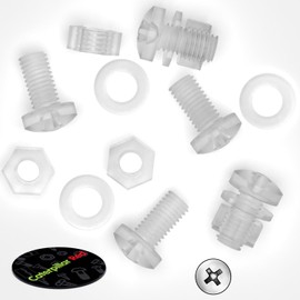 60 x Transparent Clear Plastic Acrylic M5 x 10mm Nuts & Bolts, Washers -Acrylic Plastic Screws, (13/64 x 25/64 in)