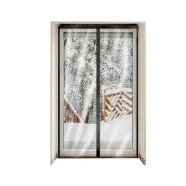 Samjung 063 Black Magnetic Thermal Draft-Blocking Vinyl Curtain - Small 90x210, Transparent Curtain