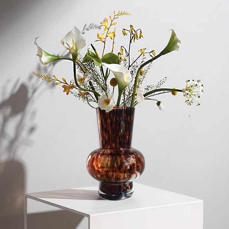 8" High Luxe Leopard Glass Vase — Unique Modern Amber