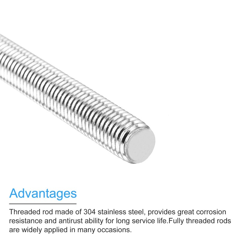 sourcing map Fully Threaded Rod M12 x 350mm 1.75mm Thread