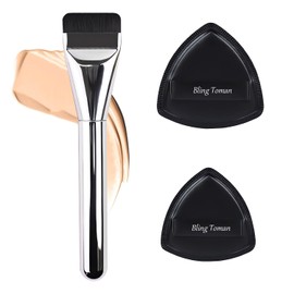 Juego de Brochas de Base con Espátula Brocha Kabuki Ultrafina de Cabeza Plana Brocha para Corrector No Absorbente para Difuminar Maquillaje Líquido, En Crema O Impecable con Borlas Adicion