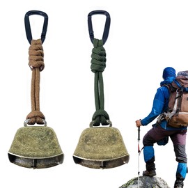 CHENNAN Pack of 2 bear bells, anti-bear bells, metal vintage mini cowbell, bells on the backpack, versatile, compact and portable for outdoor hiking, backpack pendant, animal neck bath (B2)
