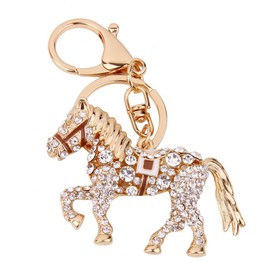 LUOEM Horse Key Fob Gift Key Ring Rhinestone, coffee