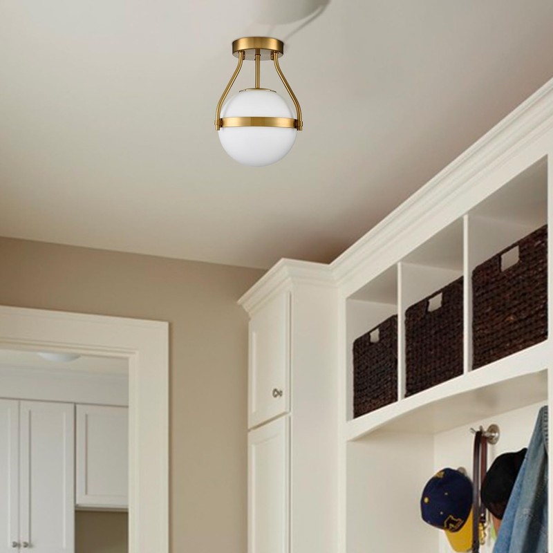 HOLKIRT Modern Light Fixture,Mid Century Semi Flush Mount Ceiling Light,Kitchen
