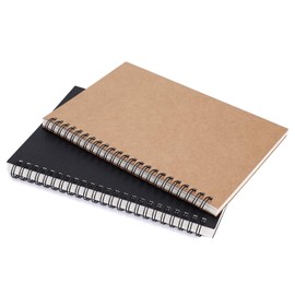 2 Pack A5 Sketchbook Blank Kraft Notebook Notepad Wirebound Spiral Notebook Writing Drawing Notebook Diary Journal Birthday Gift for Artists Students Kids 50 Sheets