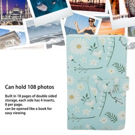 Photo Album 3 x 3 Inch Photos Picture Book with PU Leather Cover 18 Inner Pages Photo Album for 108 Pictures for Baby Wedding Family Kids (Chrysanthemum)