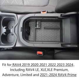 EDBETOS Center Console Organizer Tray Compatible with Toyota RAV4 2019 2020 2021 2022 2023 2024 and 2021-2024 RAV4 Prime Accessories Armrest Secondary Storage Box (Black Trim)