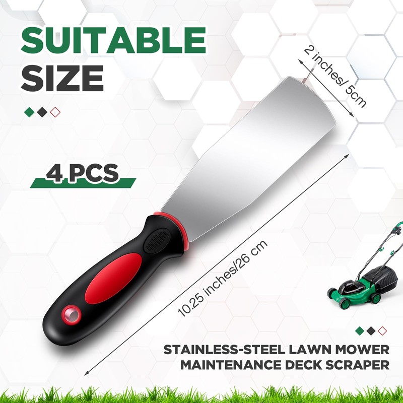 Threlaco 4 Pcs 2'' Lawn Mower Maintenance Deck Scrapers Heavy