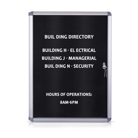 EVERSUPPLY Enclosed Changeable Letter Boards Felt Message Board with Locking Door, Black, Aluminum Frame, 26X20 inches