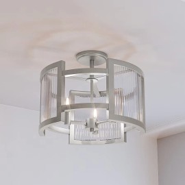 QUOIZEL Lexon 3 -Light 13" Brushed Nickel Semi Flush Mount Dimmbale Light - NEW!