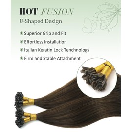 SURNEL Keratin Hair Extensions Natural Hair Light Brown 14 Inch Keratin Brown #4 U Tip Remy Human Hair 0.8g/strand Straight Remy 40g/50strands (K#4-14)