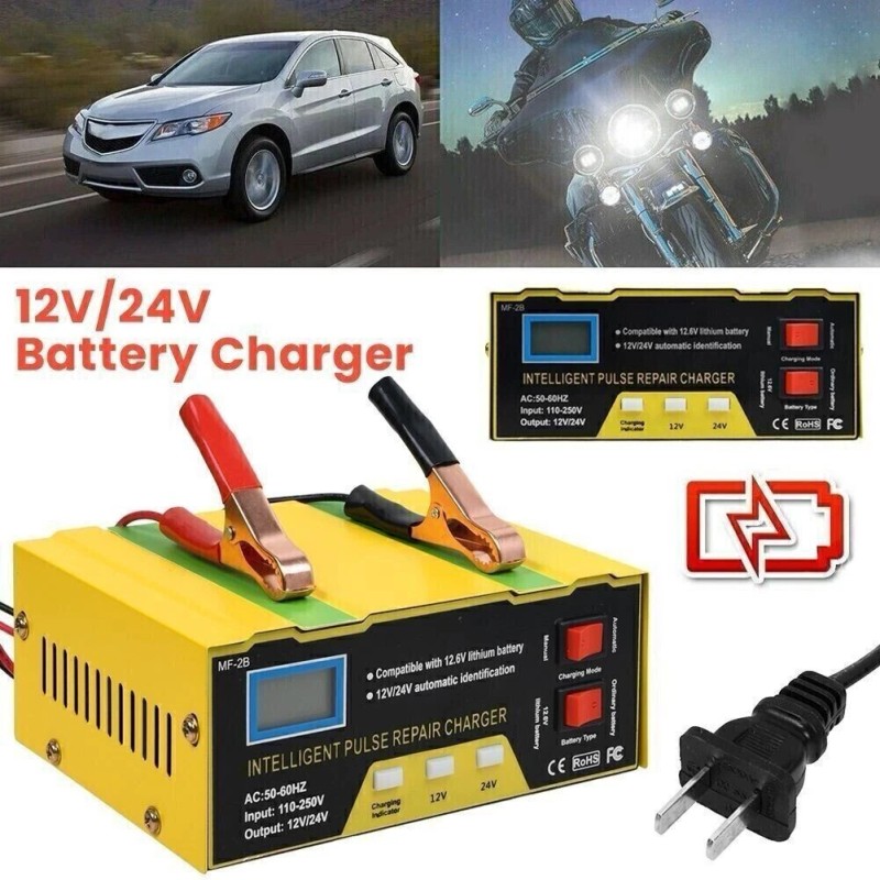 Heavy Duty 12V 24V Car Battery Charger Smart Automatic Intelligent
