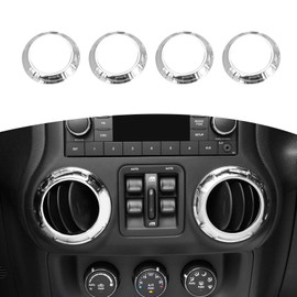 RT-TCZ for Jeep JK Air AC Vents Cover Trim Rings Chrome for Jeep Wrangler JK JKU 2011-2017 Chrome Interior Accessories 4pcs