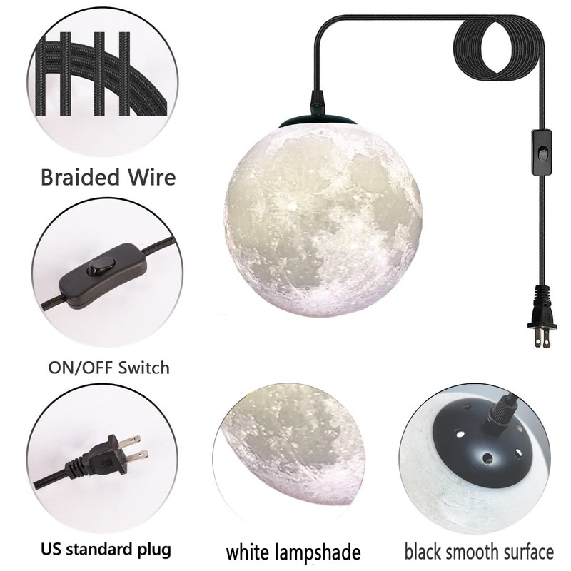 HFUGUD Plug in Pendant Lighting with Cord,Hanging Lamps That Plug