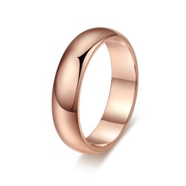 DCFSHEE 4.5MM Glossy Rings for Women Men Thin Flat Wedding Band Comfort Fit 18K Rose Gold Polished Round Stacking Minimalist Ring Size 6-10 (US size 6)