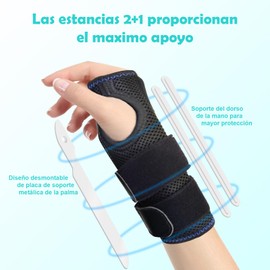 Muñequeras Deportivas, Muñequera Tunel Carpiano Ajustable con 3 Soportes, Muñequera Ligera y Transpirable para Hombres y Mujeres. (Derecha-L/XL (20-26CM))